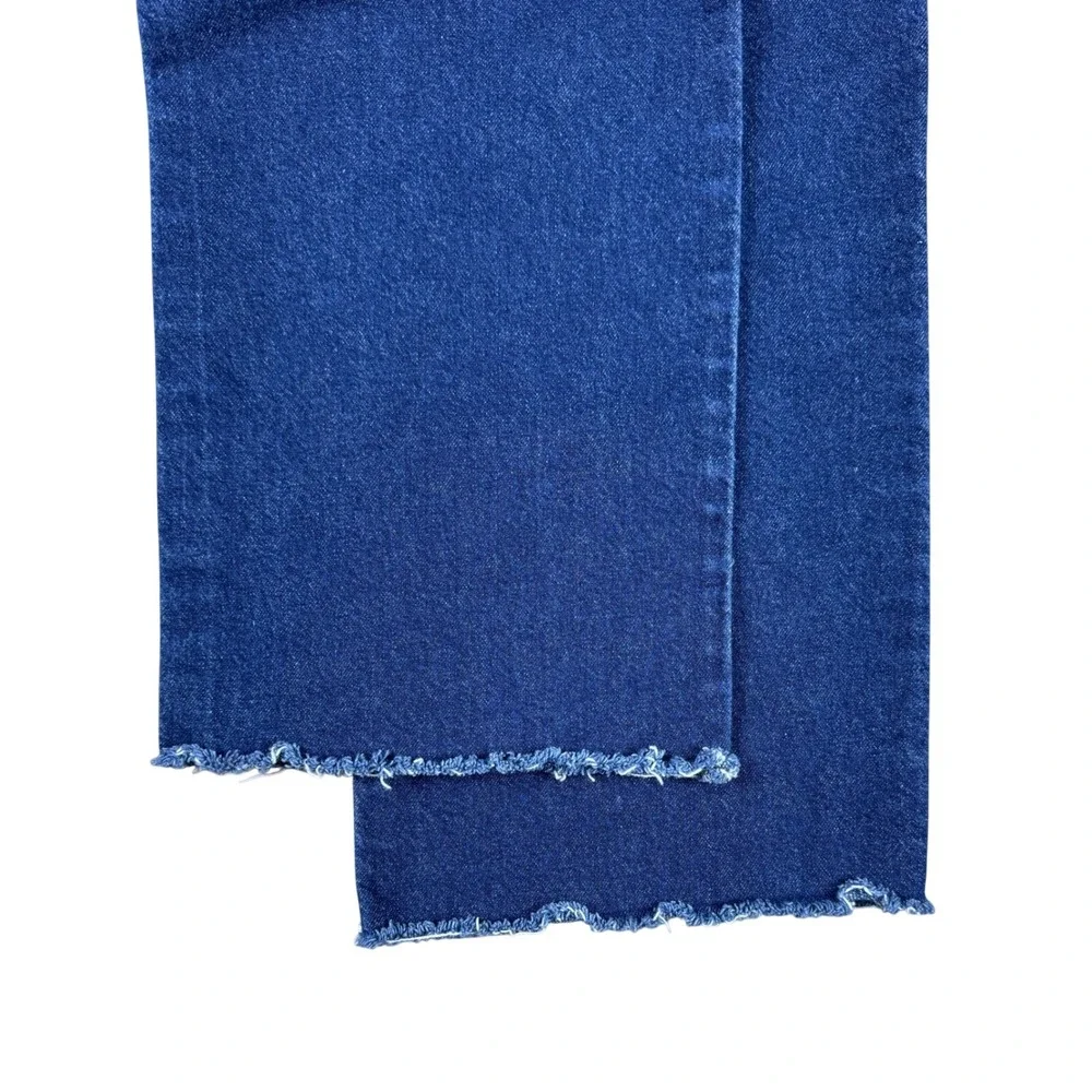 J.Crew '96 Slim Wide Leg‎ Cropped Women's Jeans Size 30 Blue High Rise Raw Hem